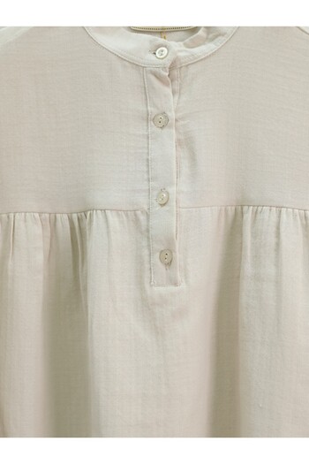 Modamorfo Oval Cut Stand Collar Blouse - Skirt and Muslin Set