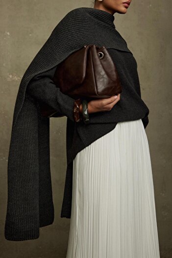 Suud Collection Трав'яний трикотажний шарф з рівним плетінням
