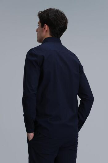 Lufian Ανδρικό πουκάμισο Line Basic Comfort Fit Navy Blue