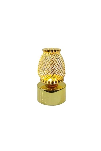 Mnk LED IŞIKLI  DEKORATİF SUNUM VE GECE LAMBASI 6CM ALTIN RENGİ METAL KAFESLİ  2Lİ SET OLARAK YOLLANIR