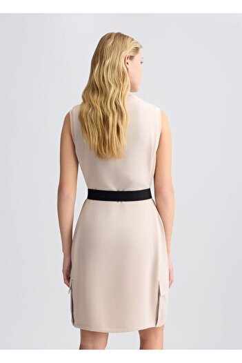Liu Jo Rochie ecru fără mâneci cu gât rotund pentru femei TA5139TS923-41305
