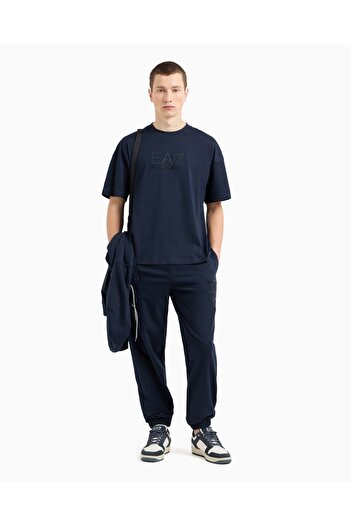 EA7 Men's Ea7 Pattern Short Sleeve Bicycle Collar Blue T-Shirt 7m 000226   Af10375-Ub102