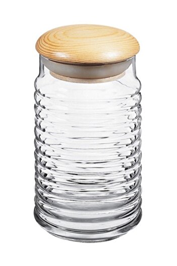 Paşabahçe 43173 Babylon Wooden Jar with Lid - 1125cc - 4 Pieces Fma005297