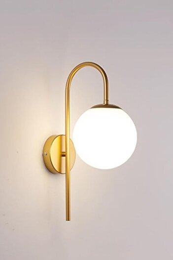Ömür Avize Dolunay Gold Kasa Beyaz Camlı Tekli Aplik( Pilli Değildir)