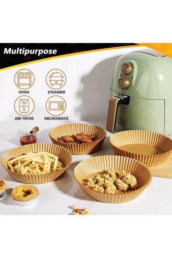 Buy and Bill Air Fryer Disposable Paper Non Stick Parchment Paper for Air Fryer Liners 16cm/6.3inch 100pcs Brown