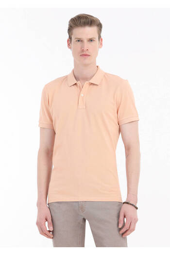 Ramsey Orange Printed Polo Neck 100% Cotton T-Shirt