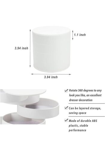 COOYA Rotating Makeup Organizer Box, Jewelry Storage Box 4 Layers for Rings, Earrings, Necklace,etc