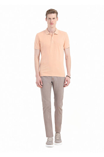 Ramsey Orange Printed Polo Neck 100% Cotton T-Shirt