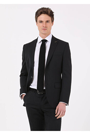 Ramsey Black Plain Modern Fit 100% Wool Suit