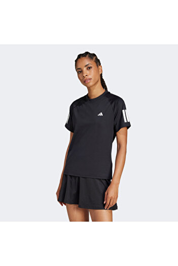 adidas Club 3 Stripes Climacool γυναικείο μαύρο μπλουζάκι τένις