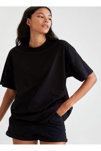 ZACHARIUZ Μαύρο μπλουζάκι με κοντό μανίκι Crew Neck - 0103