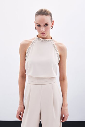 Sateen Μπεζ αξεσουάρ Tank Top