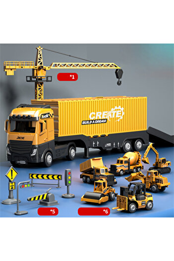 Choice Container truck set Alloy Construction Trucks Vehicle Toys for Kids Sounds Lights Effects Take Apart