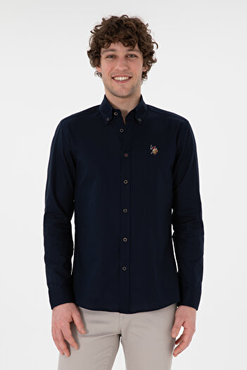 U.S. Polo Assn. Чоловіча темно-синя сорочка з довгими рукавами Basic 50297897-VR033