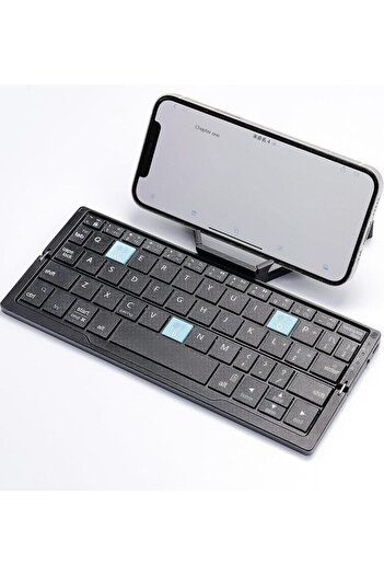 Choice English Black Foldable Bluetooth Keyboard with Magnetic Stand Aluminum Alloy Mini Folding Keyboard R