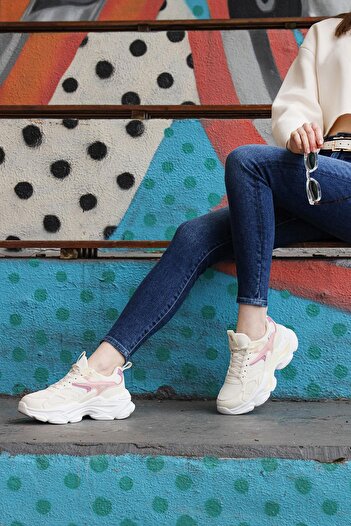 Jump 29891 Bej Kadın Sneaker Günlük Spor Ayakkabı