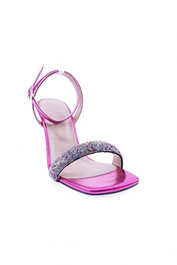 DGN 5161-23Y Women's Silver Stone Ankle Strap Heeled Shoes
