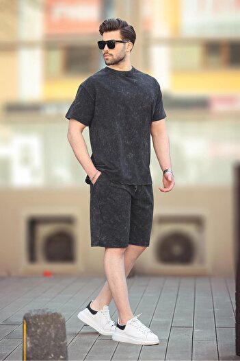Madmext Black Basic Men's Shorts T-Shirt Set E7309