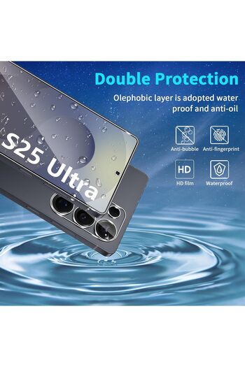 AWH 9H Tempered Glass Screen Protector for Samsung S25 Ultra 5G [3+3 Pack] + Camera Film, HD