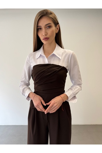 ossons Triple Strapless Crop Shirt Pants Suit