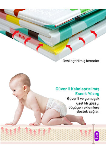 Circle Toys Neşeli Zürafa + Taşıtlar , Katlanabilir Çocuk Oyun Halısı – 150X200X1 cm - Taşıma Çantası Yanında