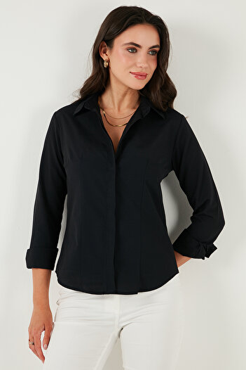 Lela Βαμβακερό Slim Fit Classic Πουκάμισο με Πέτο 6777423