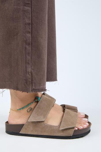 Manijero (Vina 2 ) Γυναικείες παντόφλες βιζόν με διπλό Velcro από γνήσιο δέρμα