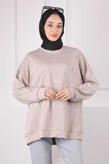 İmajButik Λεπτομερής Modal ιδρώτας με κορδέλα βιζόν