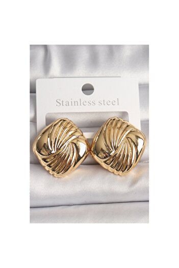 Skygo Brass Gold Color Embroidered Square Model Women's Earrings - Tj-Bkp10157