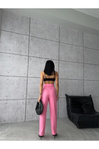 Edolika    Pants Closed Pocket 3 Button Detail - Pink