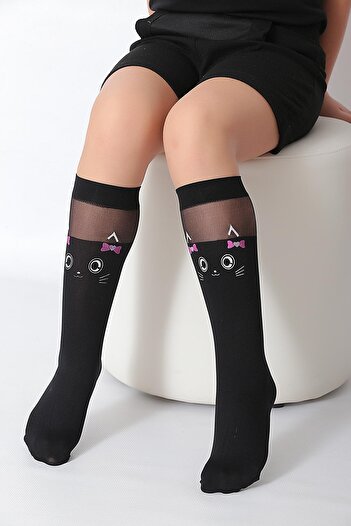 Daymod Black Children's Knee Socks Cotton