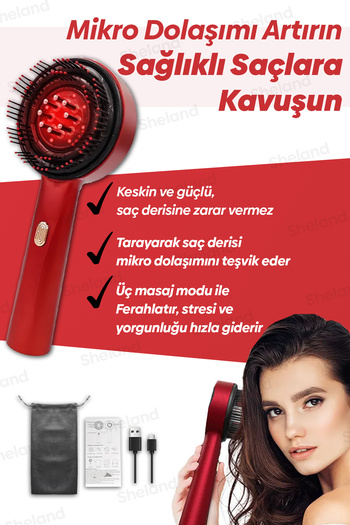 Sheland Pro Serum Hazneli Saç Masaj Tarağı , RF Saç Masajı , Saç Dökülmesine Karşı Saç Güçlendirici
