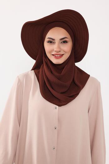 Aisha's Design Practical Shawl Turban with Detachable Bow on the Back, Ss-2A, Brown
