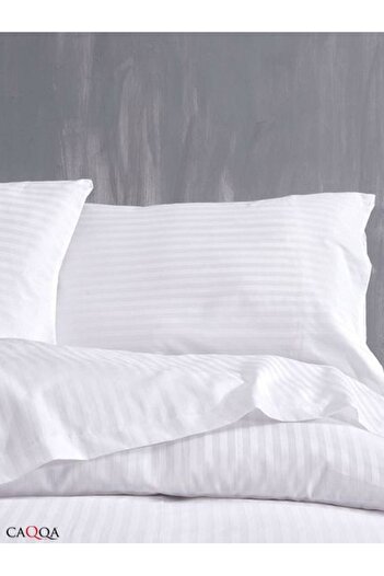CAQQA Double Striped Satin Hotel Duvet Cover Set 1 Duvet Cover 2 Pillowcases