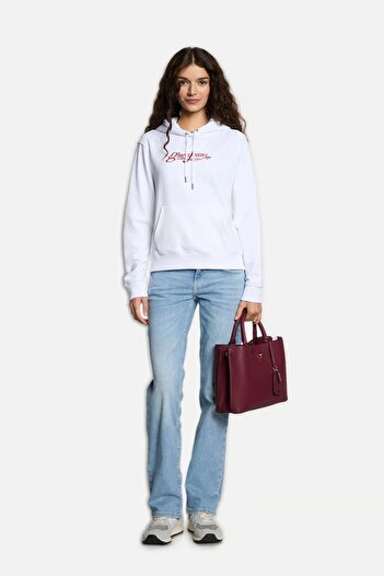 Guess Gj Hood Reg La Cali Women's White Sweatshirt W4Yq12Kc811-G011