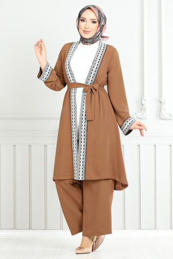 ModaMerve 3104Zrf1096-M Coffee Embroidery Embroidered Suit