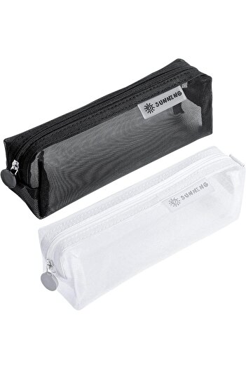 erorex 2 Pcs Mesh Pencil Case Pen Pencil Cases See Through Pencil Case With Zipper For Exams Transparent