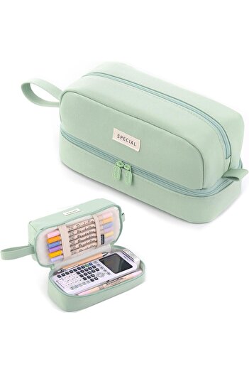 erorex Large Pencil Case Big Capacity Large Pencil Case Canvas Pen Pouch Bag With 2 Compartments For Girls