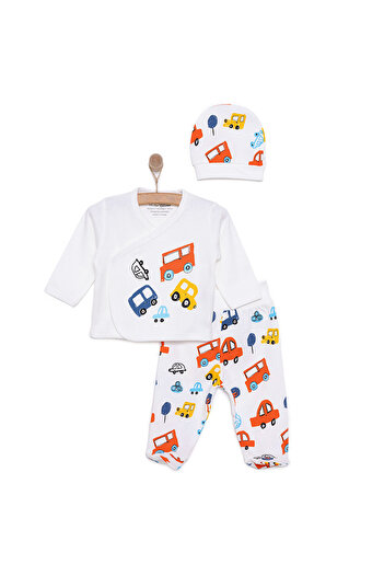 ebebek Hello Baby HelloBaby Yenidoğan Erkek Bebek Taşıtlar Zıbın-Şapka-Patikli Alt 3lü Set Erkek Bebek