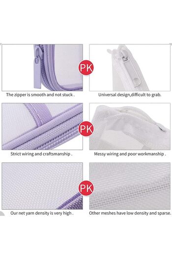 erorex Grid Mesh Pen Pencil Case Clear Pencil Case For Exams Stationary Bag Clear Makeup Color Pouch