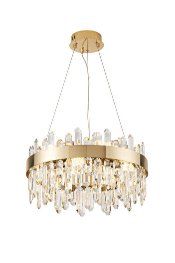 Apliqa Linfred 50'lik Gold Kristal Taşlı Modern Salon Avize