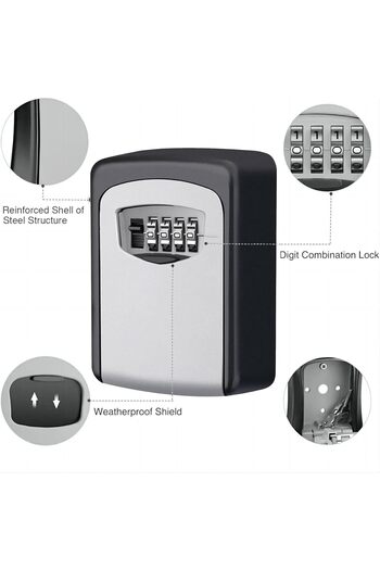 erorex 4 Digit Key Lock Box Outdoor Waterproof Hidden Wall Mounted Key Safe Key Storage Lock Box For House