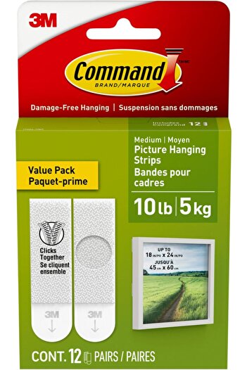 erorex Picture Medium Hanging Strips White Color Value Pack 12 Pairs Pack Holds 5.4 Kg Whole Pack Organize