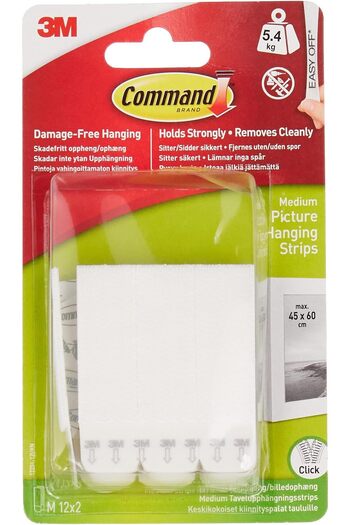 erorex Picture Medium Hanging Strips White Color Value Pack 12 Pairs Pack Holds 5.4 Kg Whole Pack Organize