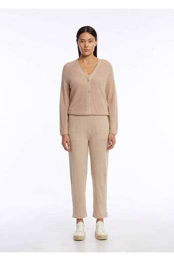 Knitss Organic Cotton Linen Blended Beige Knitwear Cardigan