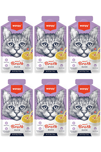 Wanpy Ördekli Tahılsız Kedi Çorbası 50gr - 6 Adet