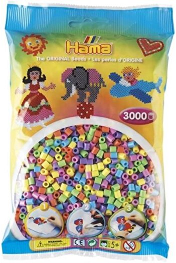 Hama 3000'lik Midi Boncuk - Karışık Pastel Renkler