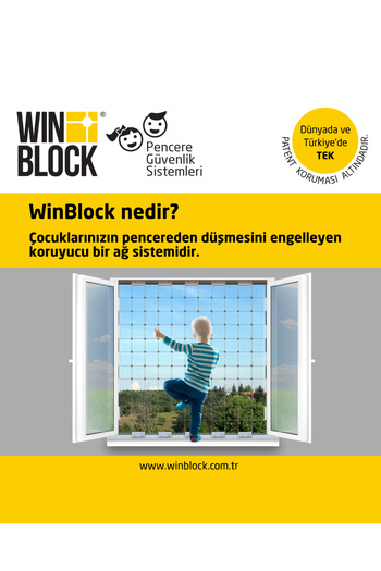WINBLOCK 60x140 cm Large Size Children's Window Steel Safety Net - New Generation Guardrail - White Profile