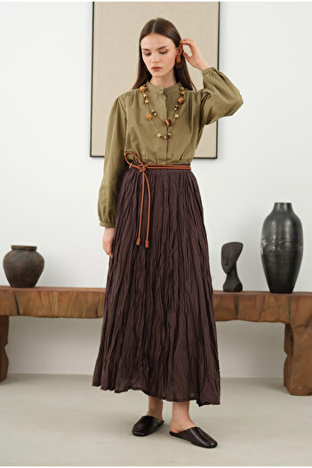 HEQA Crash Voile Skirt, Bitter Brown