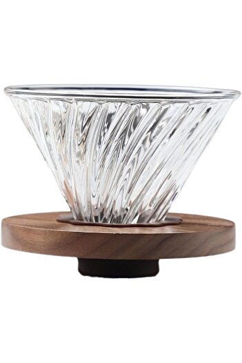 erorex V60 Glass Coffee Dripper With Black Walnut Pallet Coffee Filter Cup Size V02